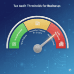 3D meter showing tax audit thresholds for business with green, yellow and red zones indicating when audit is mandatory