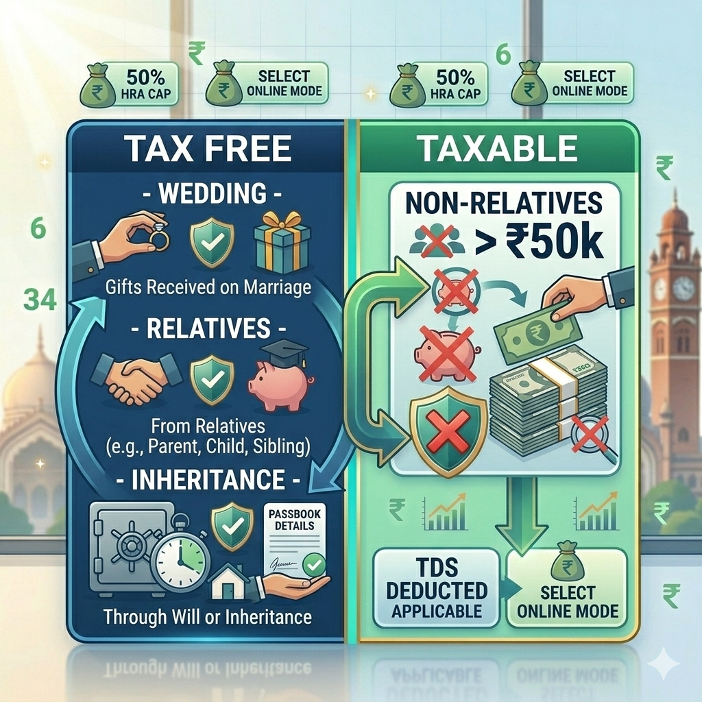 Income tax rules for gifts in India.