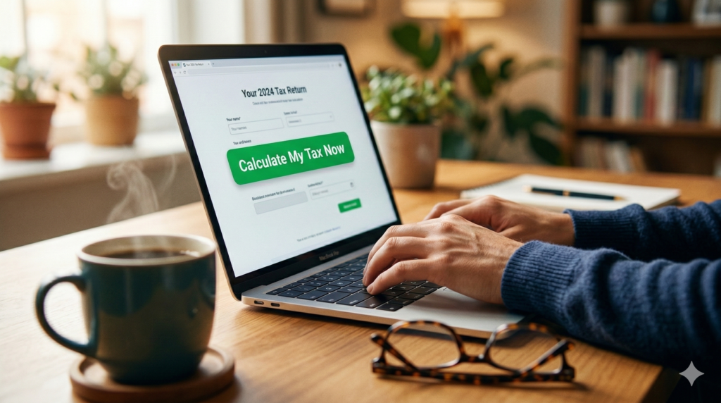 Taxpayer using online tax calculator to decide between new and old tax regime.