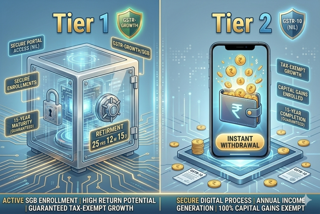 Tier 1 के लॉक-इन और Tier 2 के लचीलेपन के बीच अंतर दिखाना।